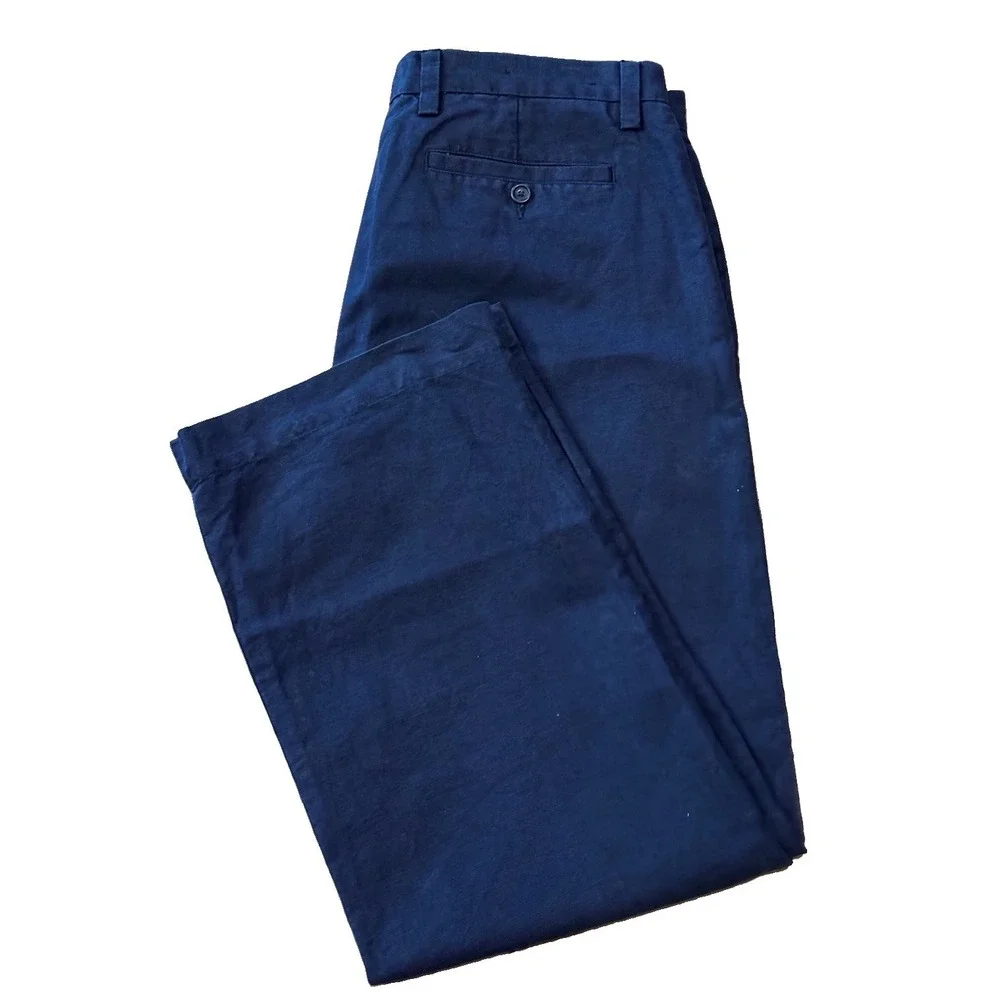Vintage Banana Republic Mens 35x29 (Actual) Navy Blue Linen Blend Preppy Beach